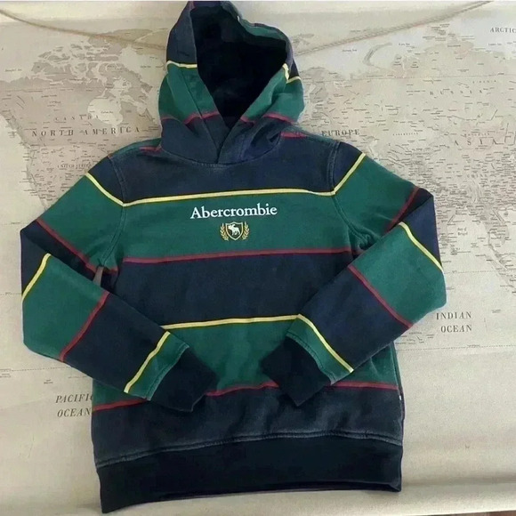 abercrombie kids Other - A&F Collegiate Stripe Embroidered Hoodie Size 11/12